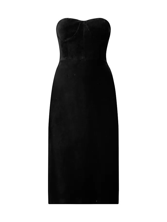 Бархатное платье-бюстье без бретелек Bcbgmaxazria, черный цена и фото