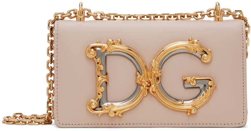 Розовая сумка для телефона из телячьей кожи Dolce&Gabbana