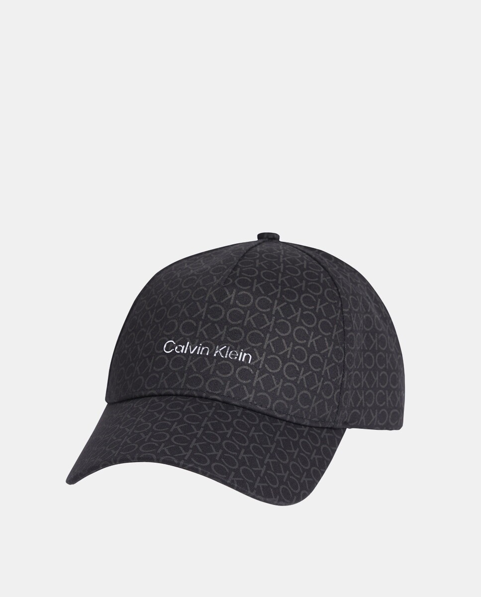 

Черная кепка из органического хлопка с монограммным принтом Calvin Klein, черный