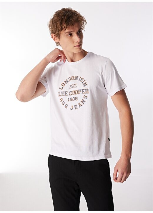 

Белая мужская футболка с круглым вырезом 232 LCM 242023 CAMO WHITE Lee Cooper, белый