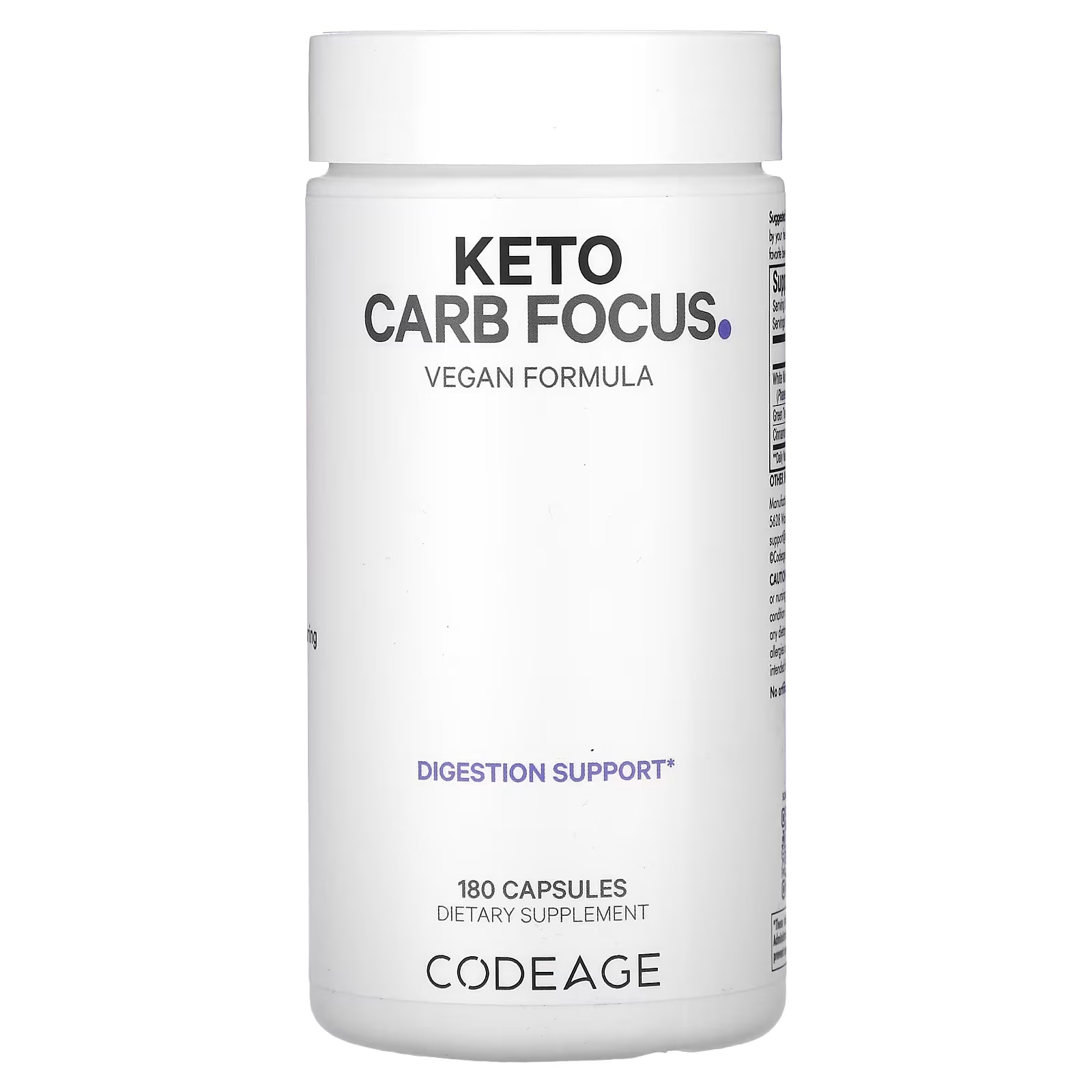 Пищевая добавка Codeage Keto Carb Focus для пищеварения, 180 капсул