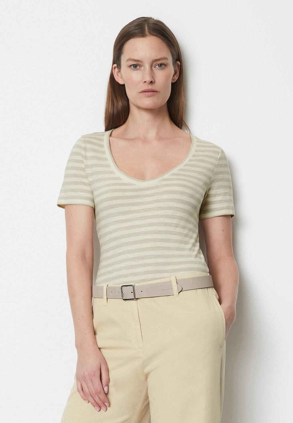 

Футболка с принтом SHORT SLEEVE V-NECK STRIPED Marc O'Polo, цвет multi stone grey