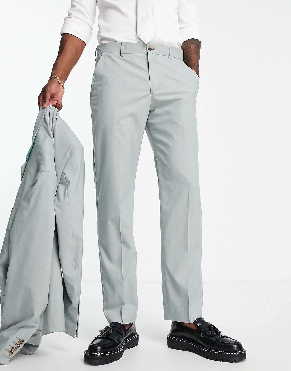 

Мятные узкие костюмные брюки Selected Homme, Зеленый