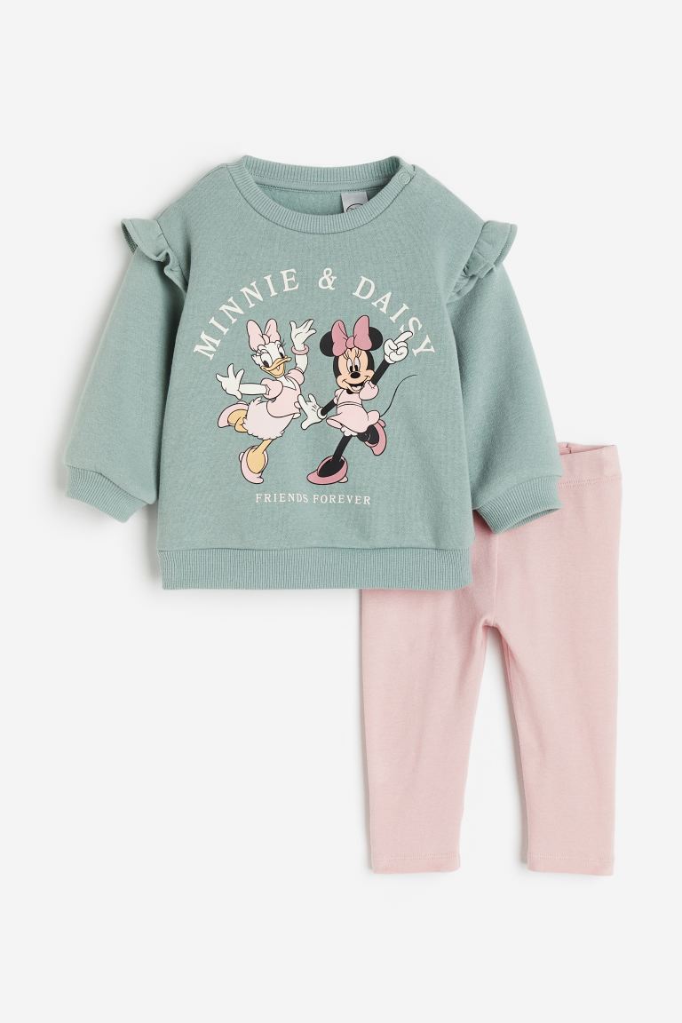 

Комплект H&M Disney Minnie Mouse Printed Cotton, 2 предмета, розовый/светло-зеленый