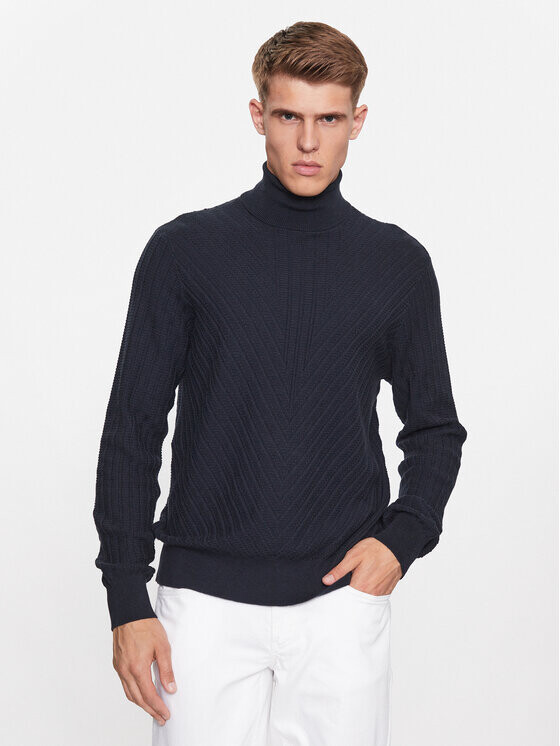 

Свитер с высоким воротником обычного кроя Armani Exchange, синий