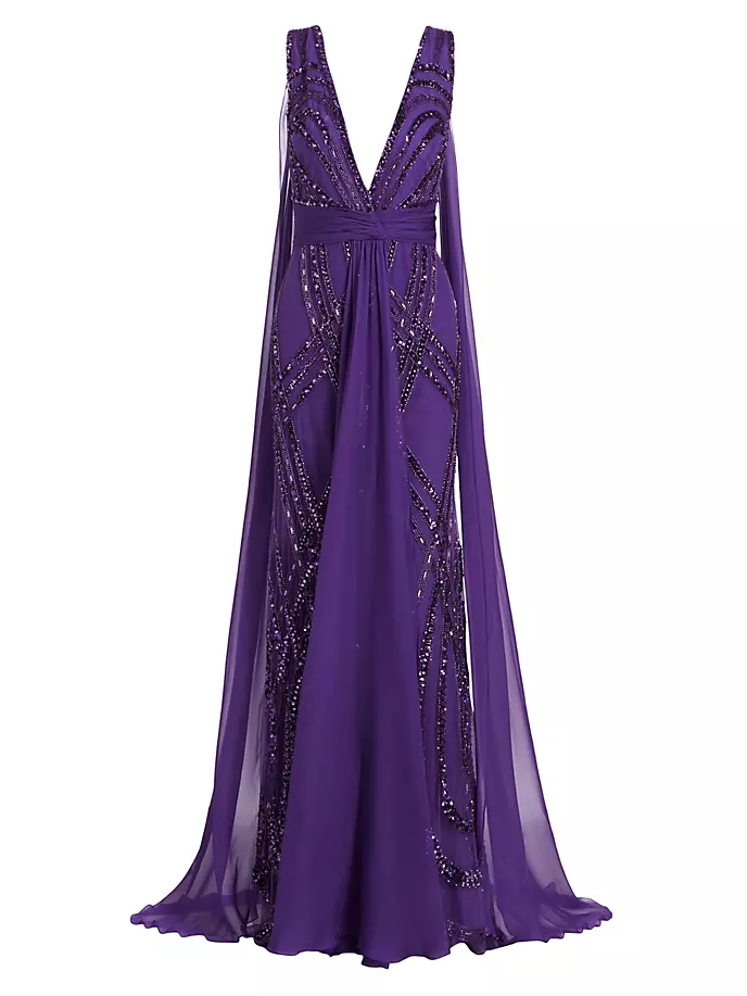 

Платье «Арабеск» из шелковой смеси с бисером Zuhair Murad, фиолетовый