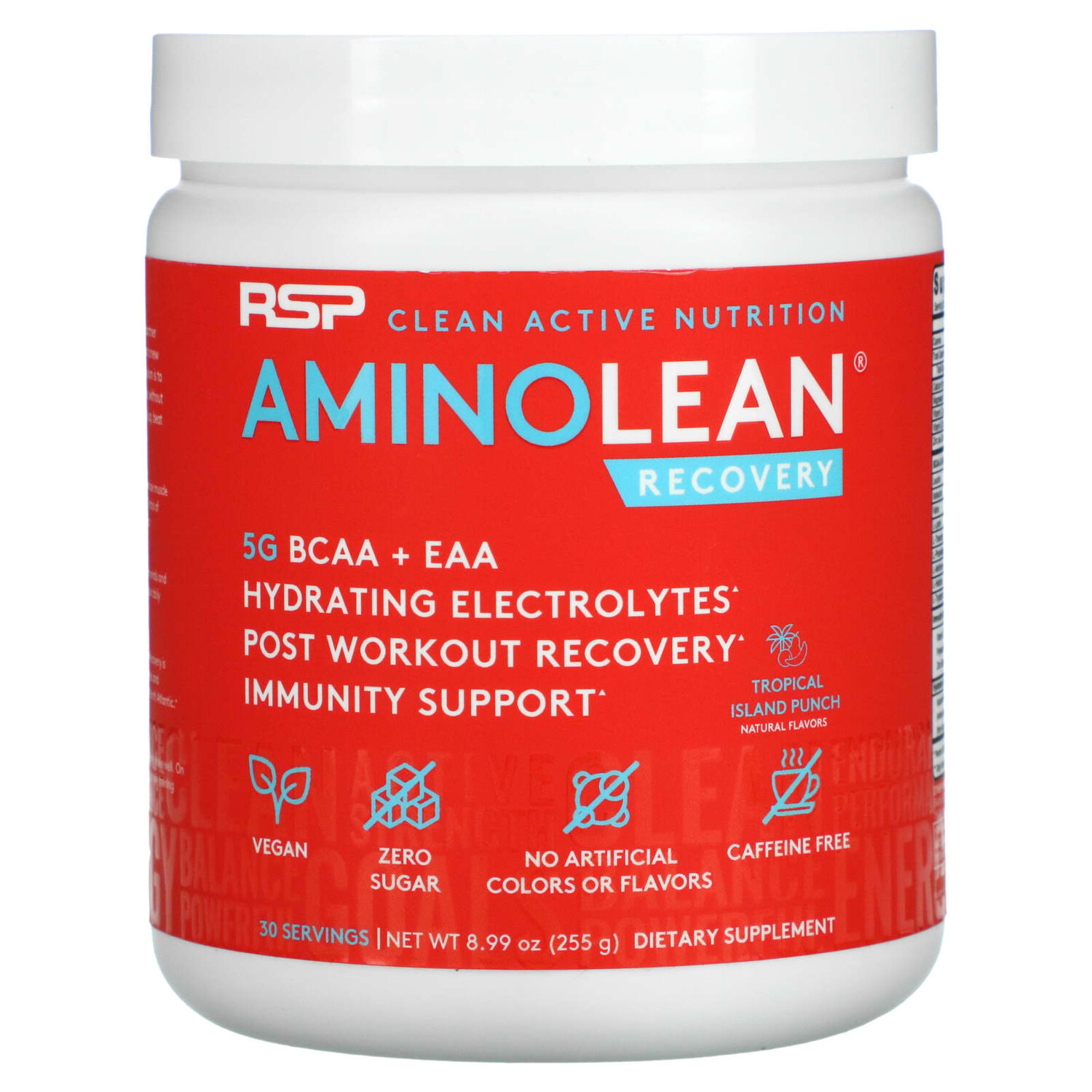 

AminoLean Recovery, пунш из тропических островов, без кофеина, 255 г (8,99 унции), RSP Nutrition