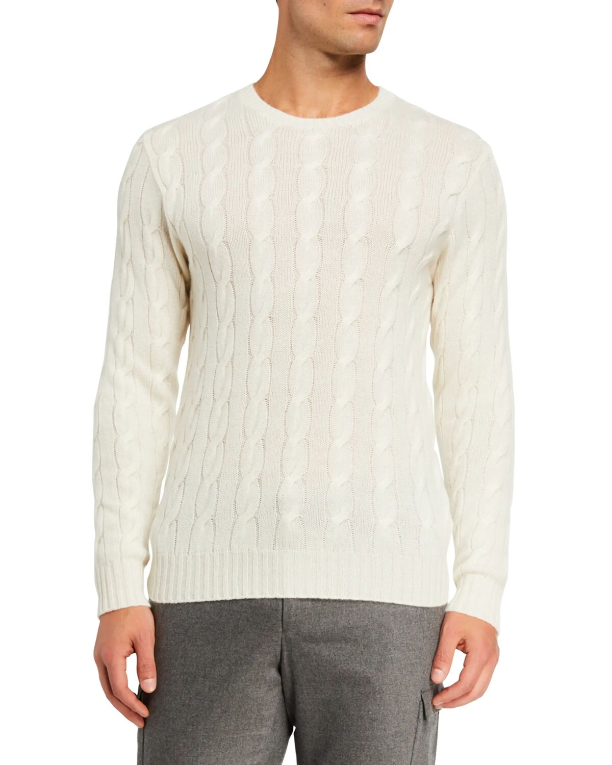 

Кашемировый свитер косой вязки с круглым вырезом, кремовый Ralph Lauren Purple Label