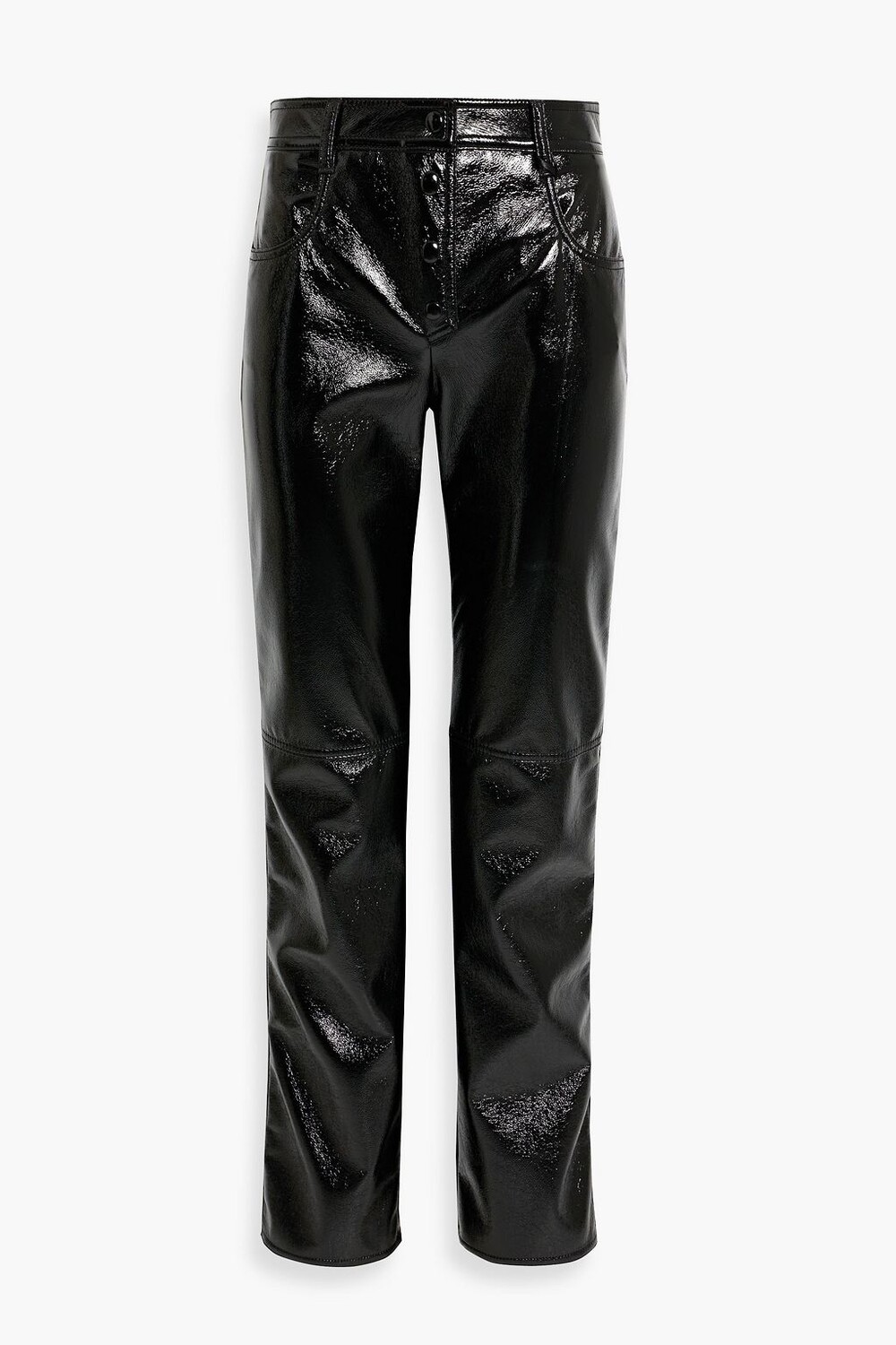 

Брюки прямого кроя из жатой искусственной лакированной кожи MSGM, черный