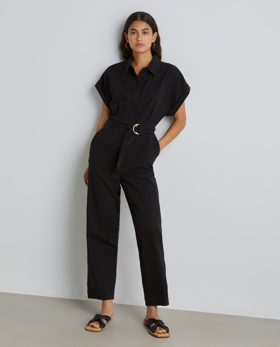 

Длинный комбинезон из сирсакера Easy Wear, черный