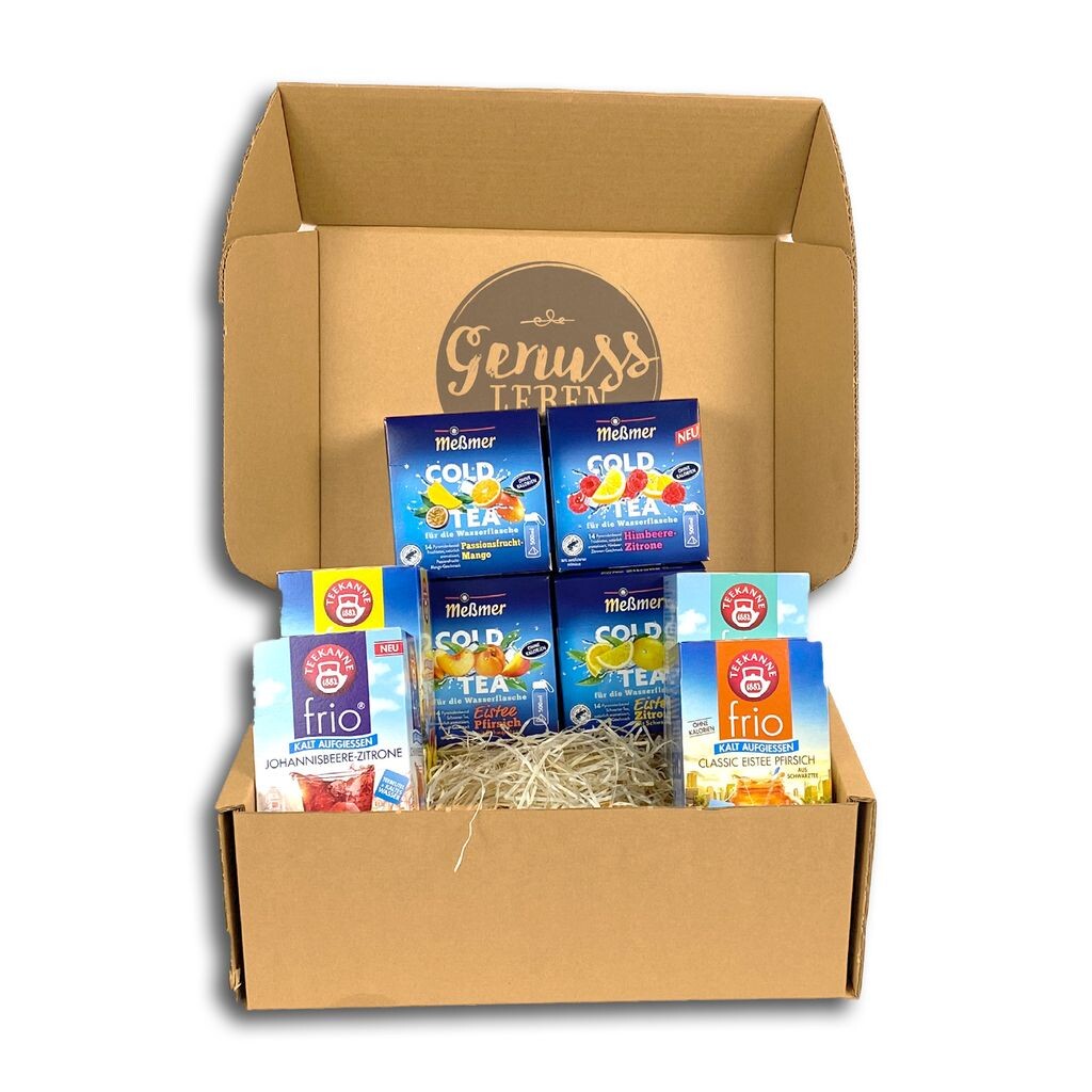 

Коробка Genussleben со 128 пакетиками холодного чая.