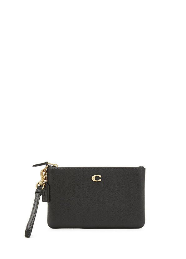 

Женский кожаный кошелек с черным логотипом Coach