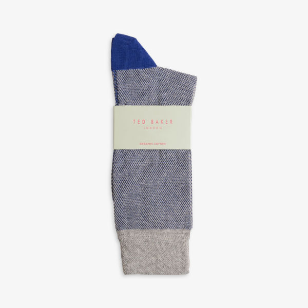 классические носки из смесового хлопка с цветочной вышивкой ted baker синий Носки из смесового органического хлопка с логотипом Coretex Ted Baker, серый