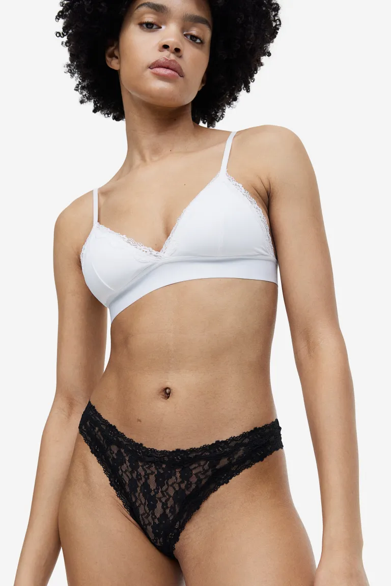 

3 шт стринги из бразильского кружева H&M, черный