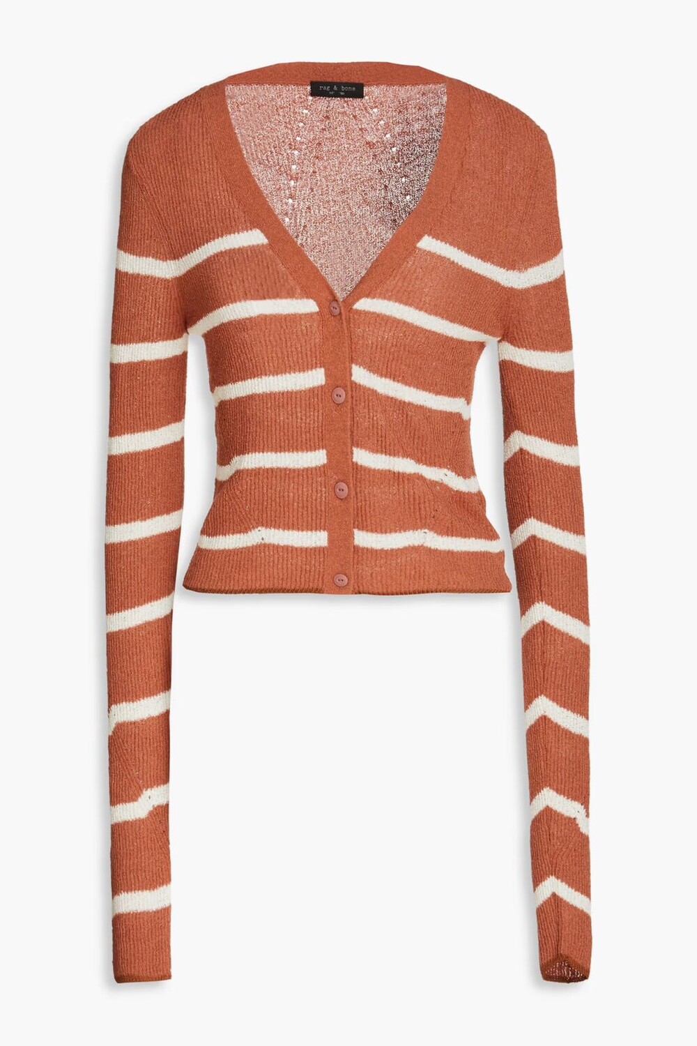

Кардиган букле в полоску Soleil из смесового хлопка Rag & Bone, кирпич