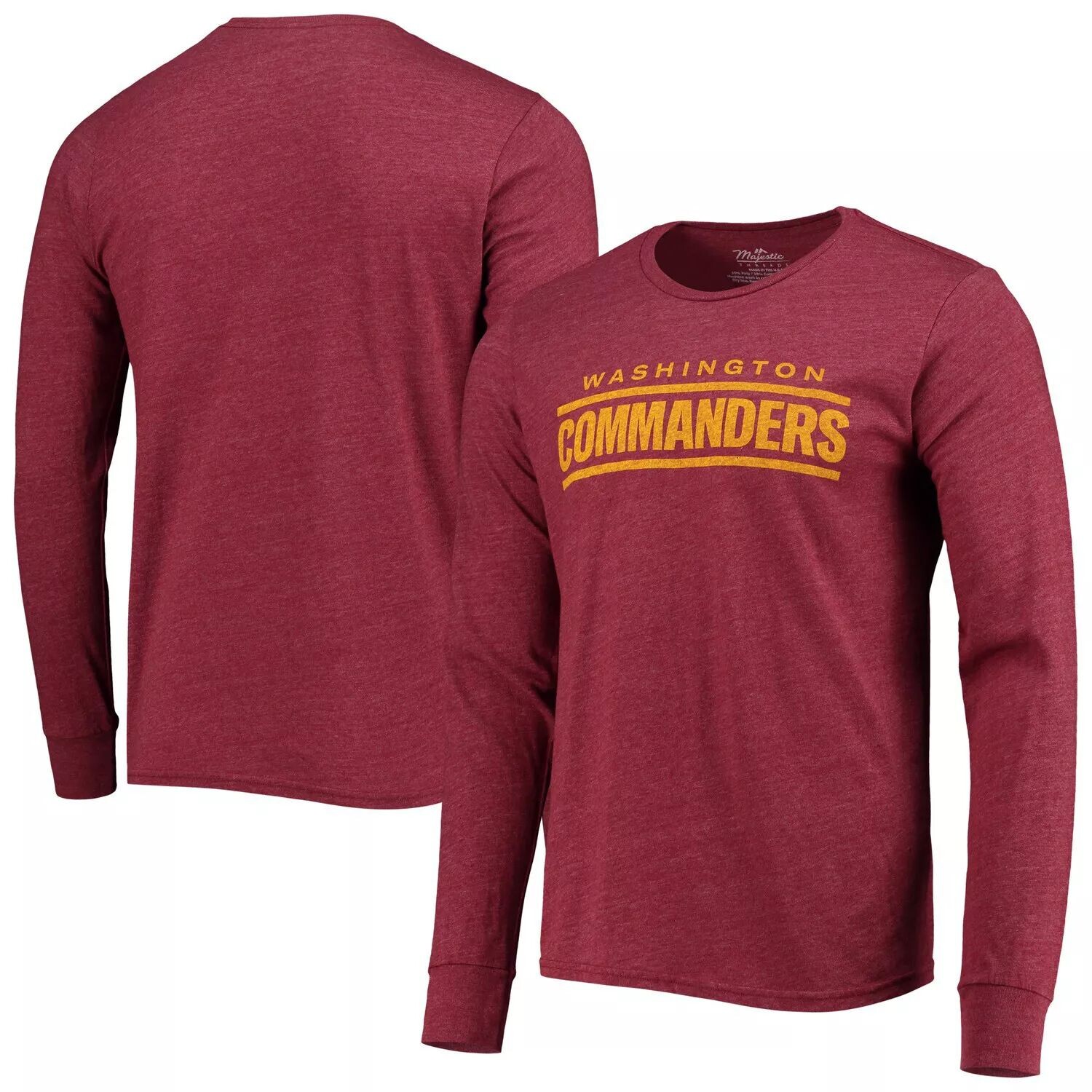 

Мужская футболка Washington Commanders Threads бордового цвета с надписью Tri-Blend с длинными рукавами Majestic, Красный