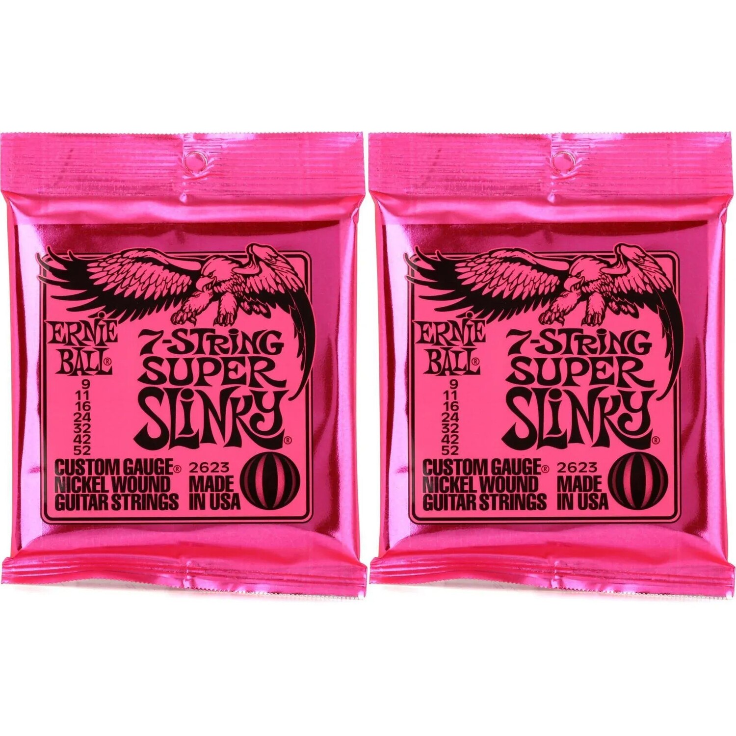 

Ernie Ball 2623 Super Slinky Струны для электрогитары с никелевой обмоткой, 7 струн (2 шт.)