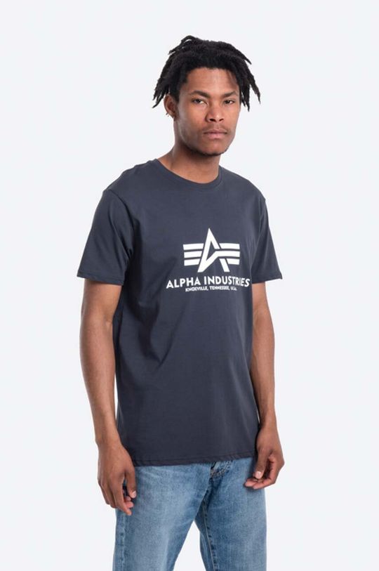 Базовая футболка из хлопка Alpha Industries, темно-синий
