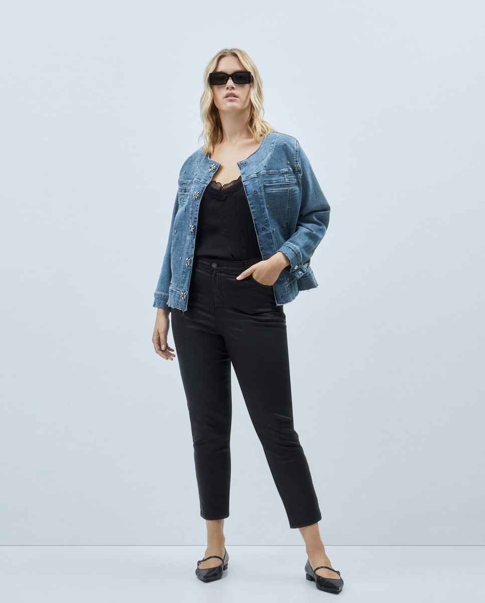 Женская джинсовая куртка с бусинами Couchel, светло-синий