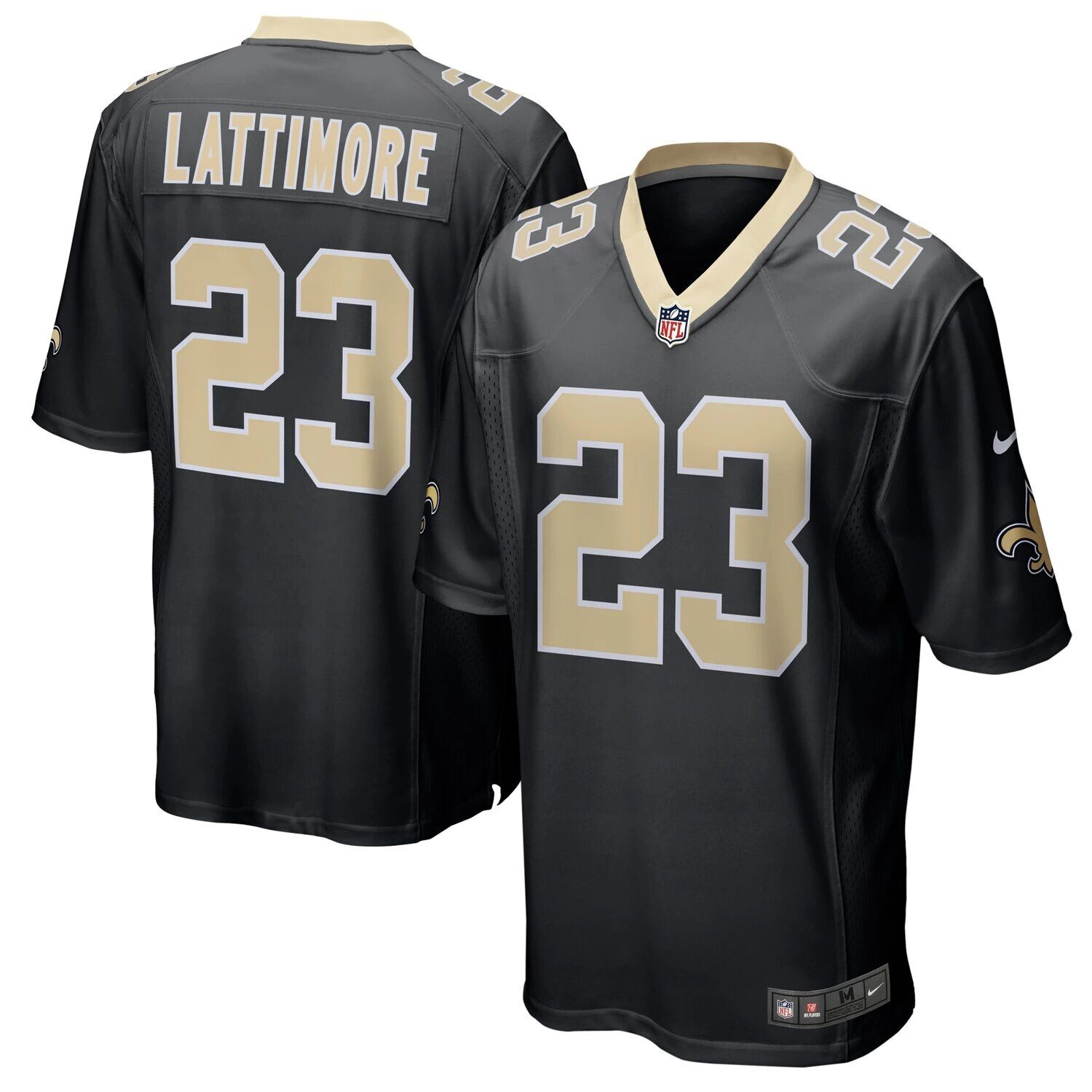 

Мужская черная футболка Marshon Lattimore New Orleans Saints Game Player Nike, Черный