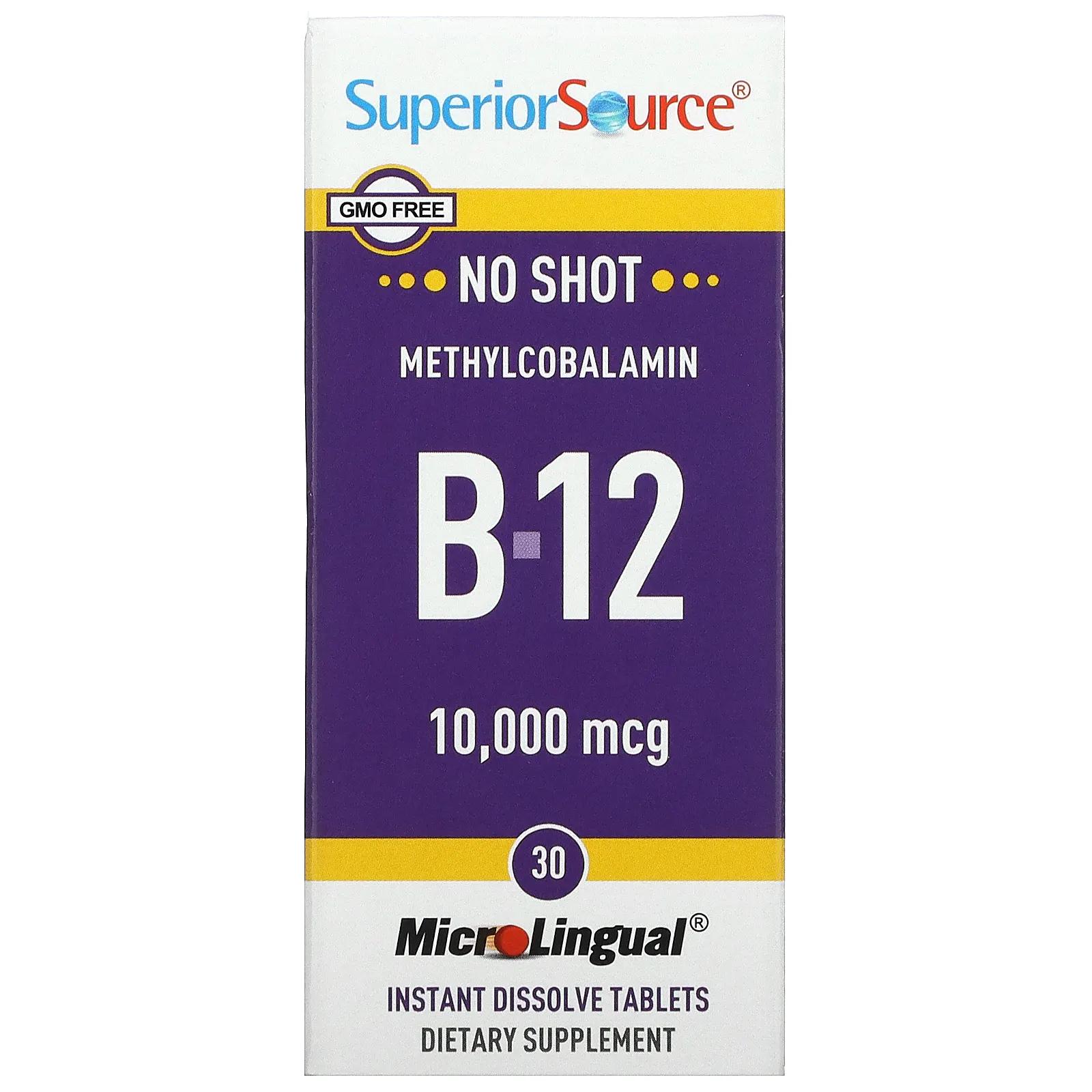 Superior Source Метилкобаламин B-12 10000 мкг 30 микролингвальных быстрорастворимых таблеток superior source метилкобаламин b12 5000 мкг 60 микролингвальных таблеток