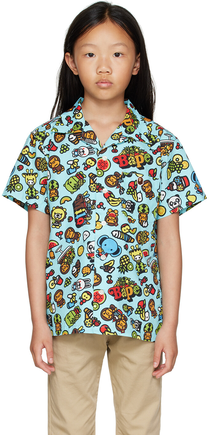 

Синяя рубашка BAPE Kids Milo с фруктами и фруктами, Синий, Синяя рубашка BAPE Kids Milo с фруктами и фруктами