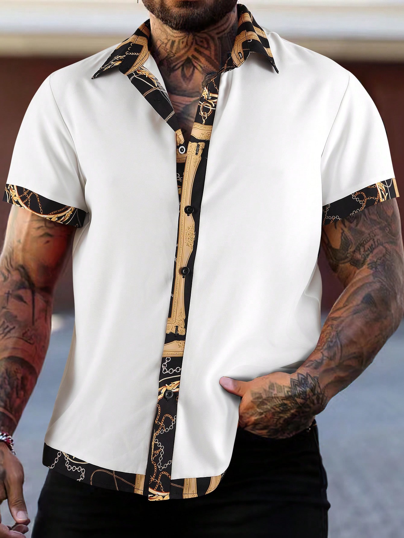 Мужская рубашка с коротким рукавом и принтом в стиле пэчворк Manfinity Homme, многоцветный