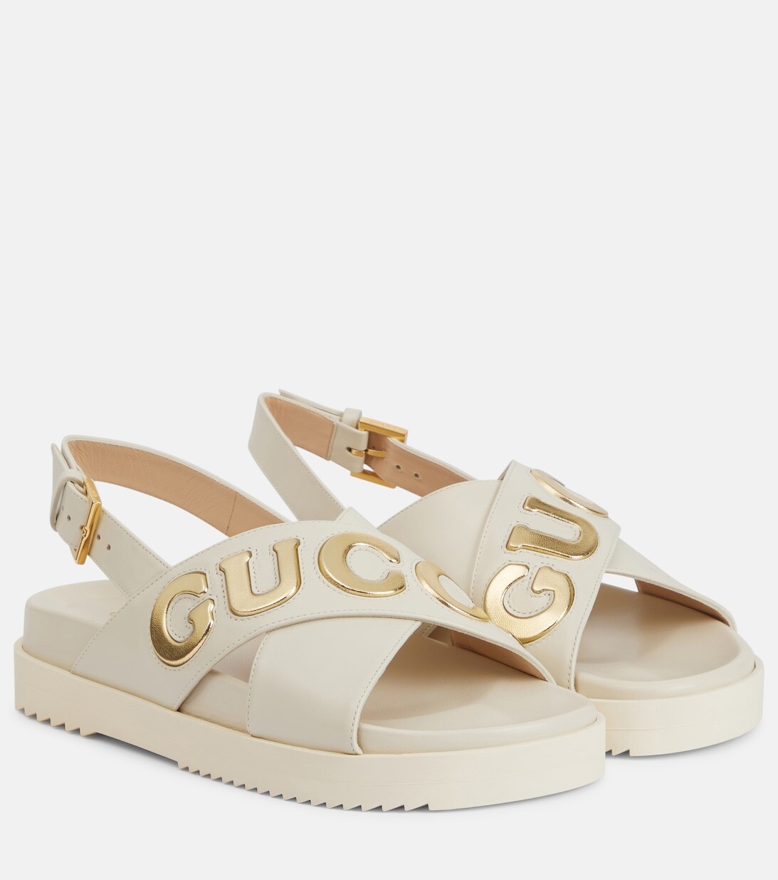 

Украшенные кожаные сандалии Gucci, белый