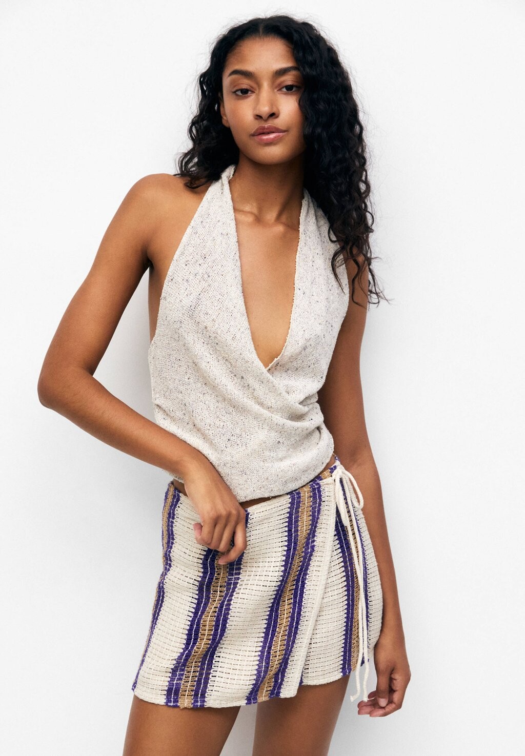 

Юбка расклешенная PULL&BEAR, бежевый
