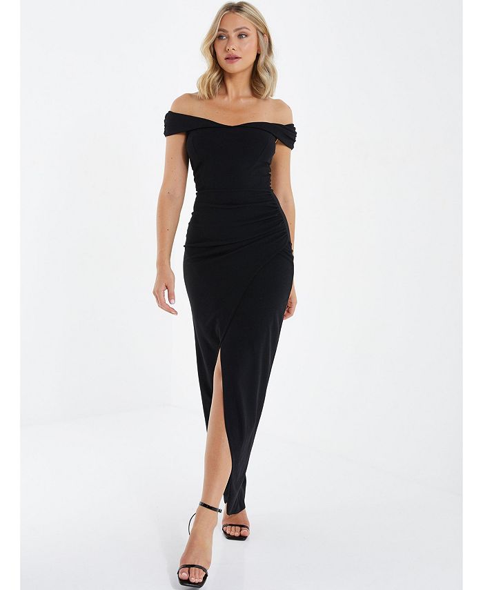 цена Женское платье макси с высоким разрезом и открытыми плечами QUIZ, черный