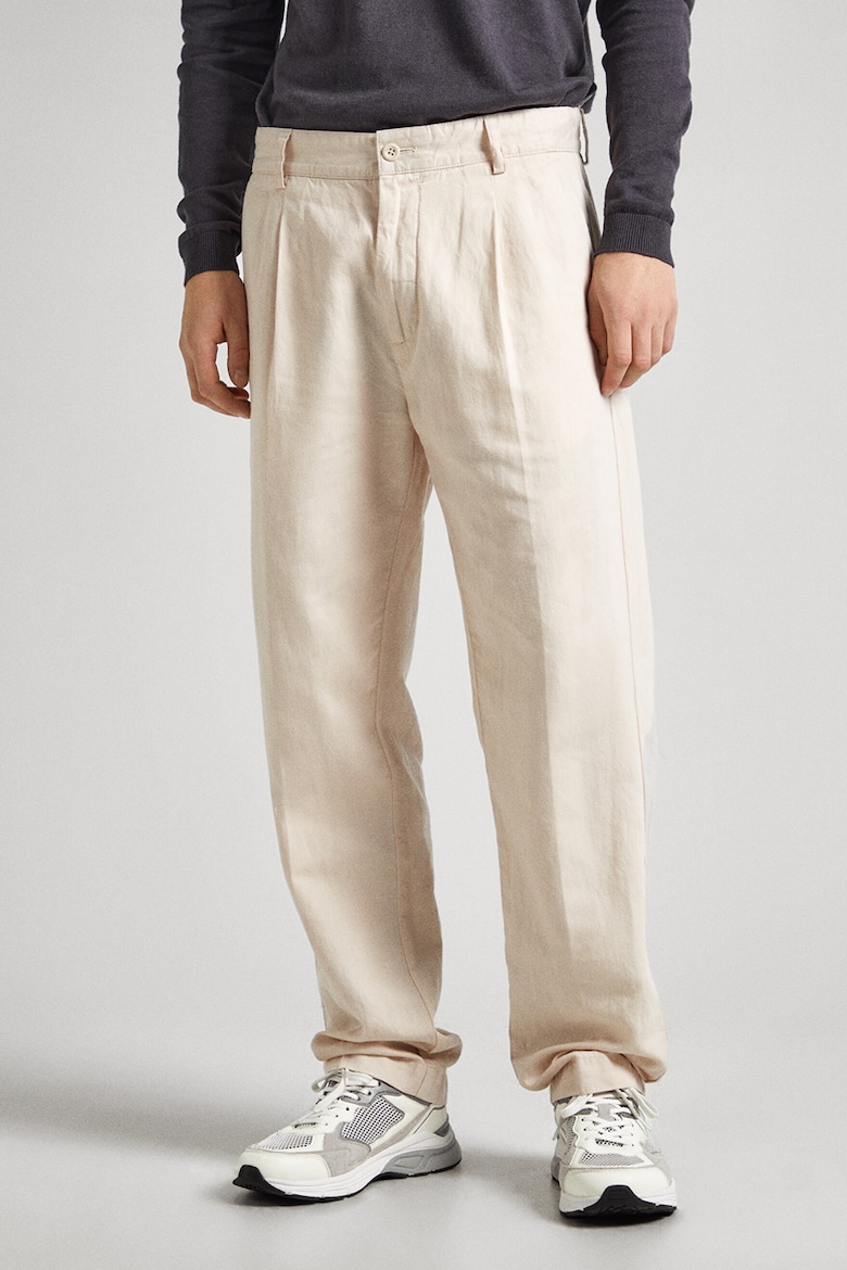 Льняные брюки с басти Pepe Jeans London, бежевый ветровка pepe jeans размер l бежевый