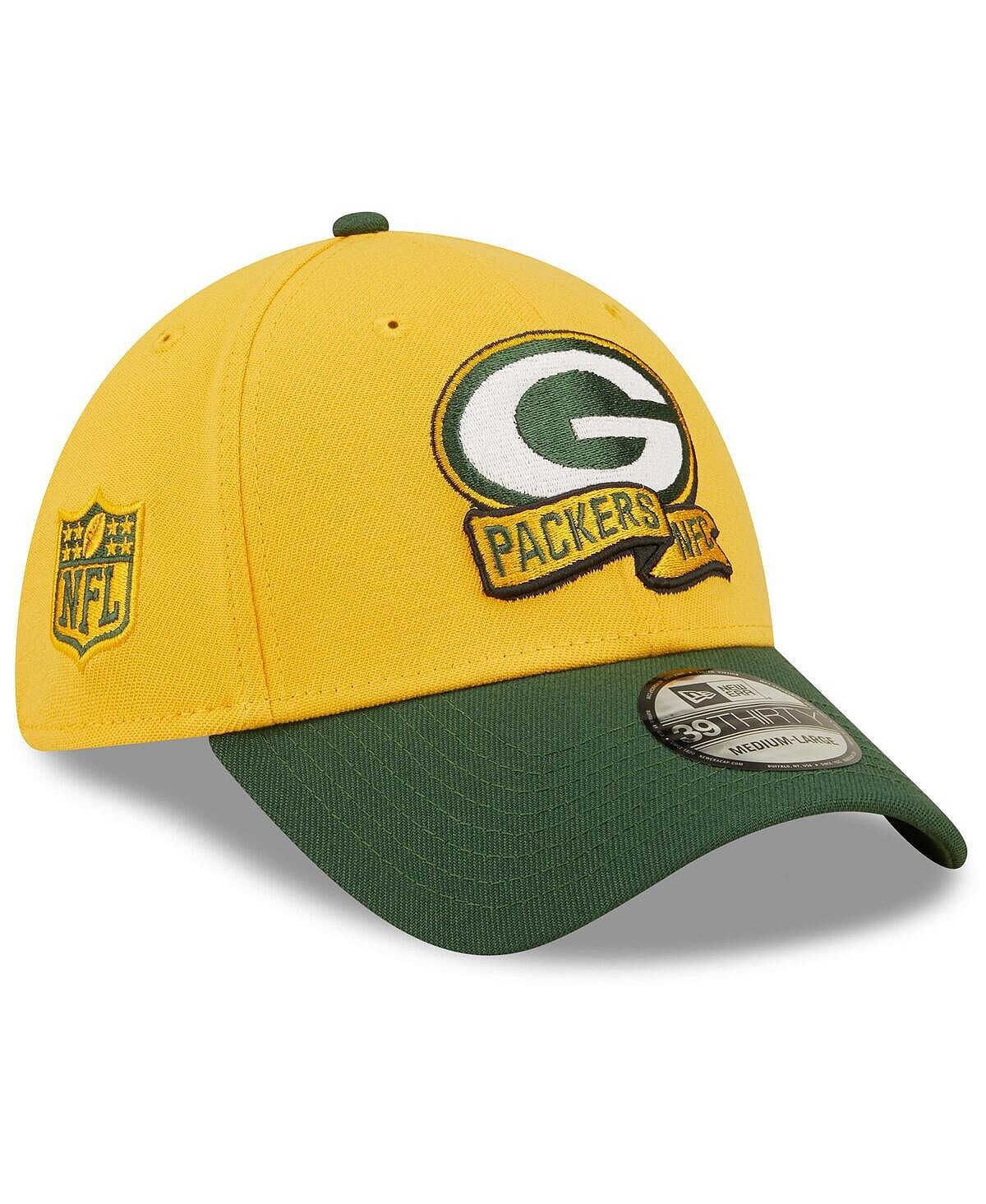 

Мужская золотисто-зеленая кепка Green Bay Packers 2022 Sideline 39THIRTY Flex Hat New Era