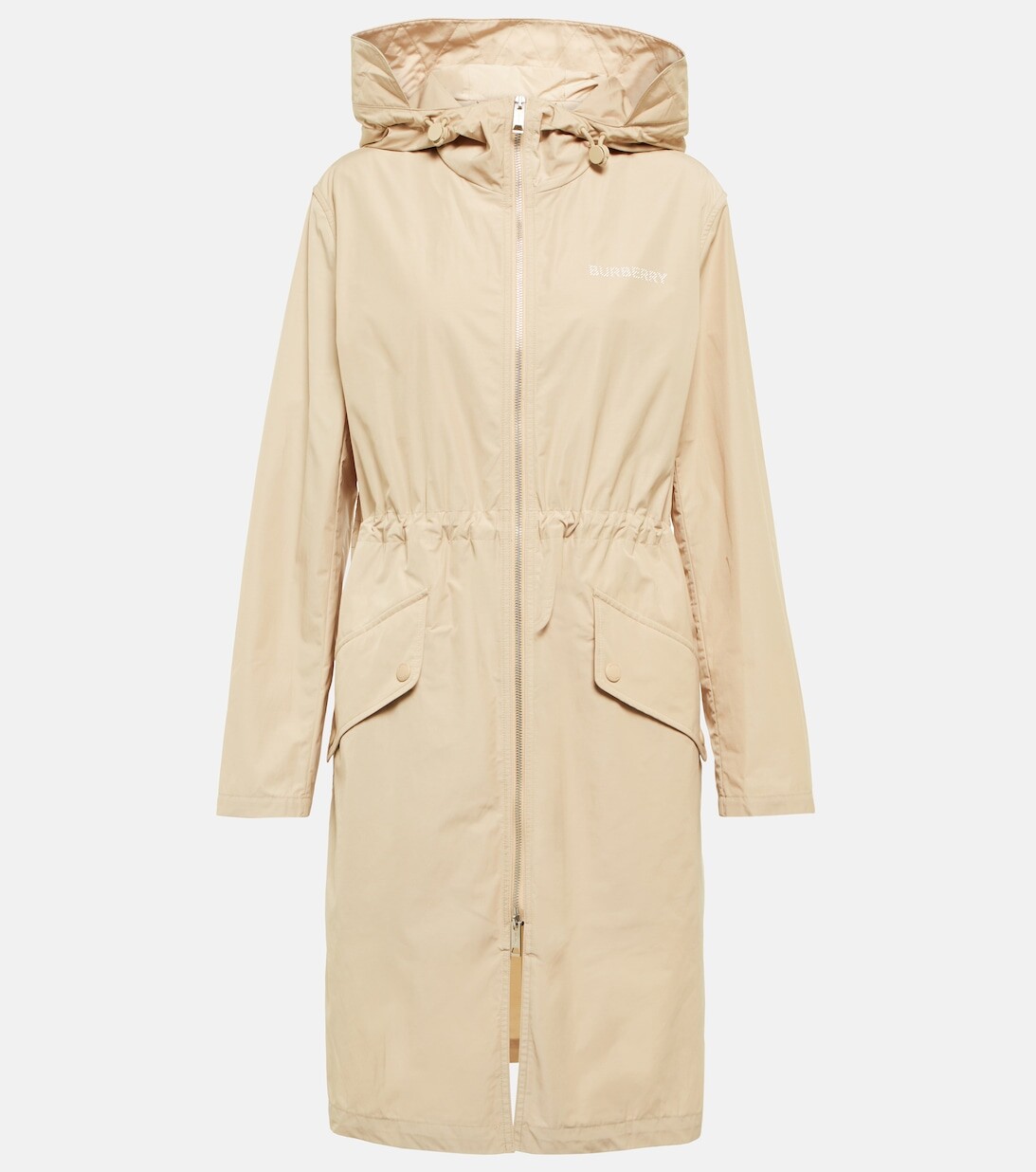 

Пальто с капюшоном из смесового хлопка BURBERRY, бежевый