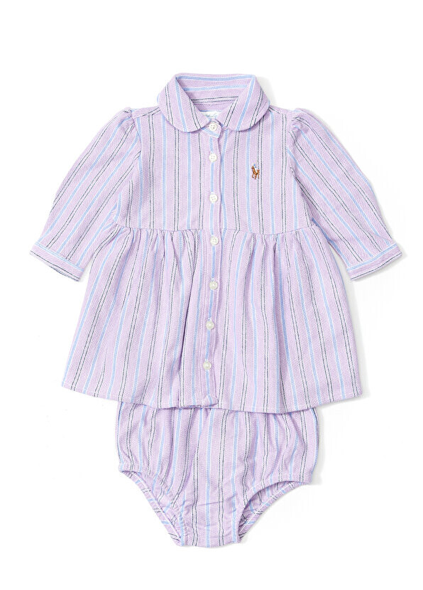 

Фиолетовое полосатое платье для девочки Polo Ralph Lauren
