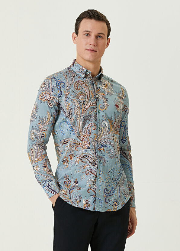 

Голубая рубашка с этническим узором Etro