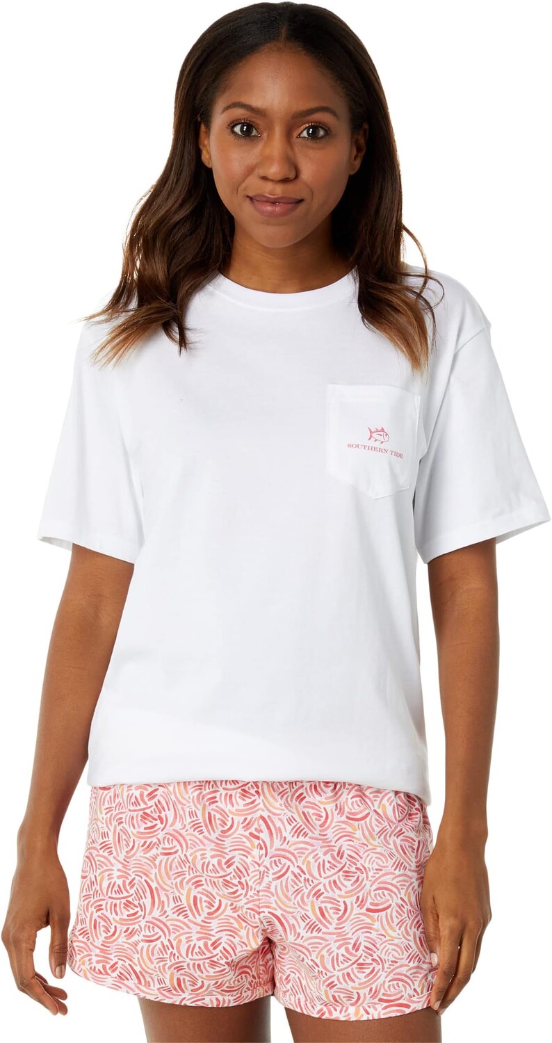 

Футболка Southern Tide Short Sleeve Watercolor Whirl Tee, цвет Classic White