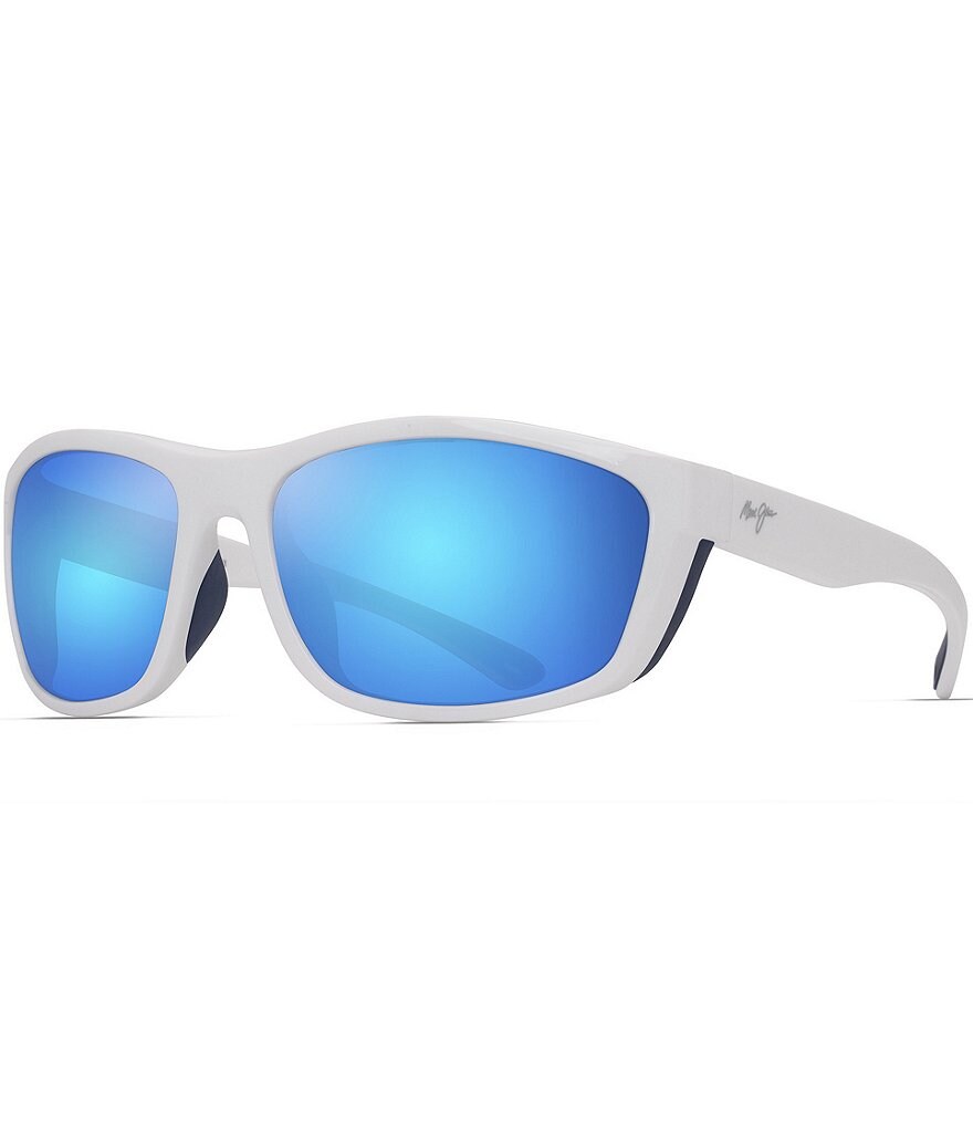 Зеркальные солнцезащитные очки унисекс Maui Jim Nuu Landing PolarizedPlus2 62 мм, белый