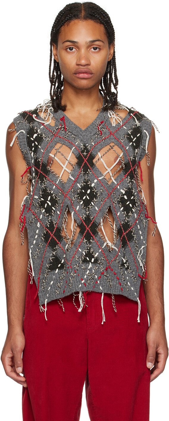 

Серый жилет с вырезами Maison Margiela
