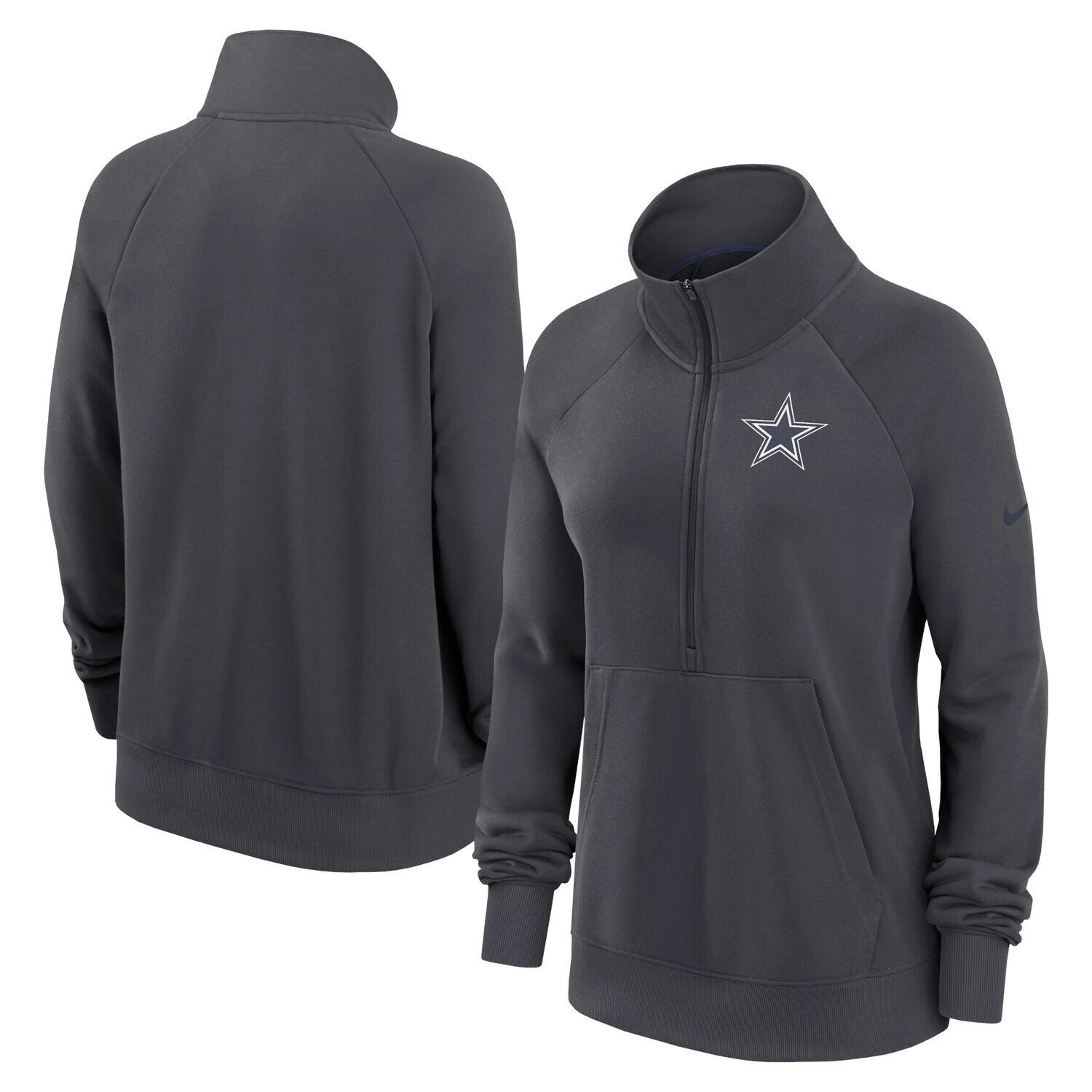 

Женская толстовка с молнией до половины длины Nike Charcoal Dallas Cowboys Premium Raglan Performance Nike