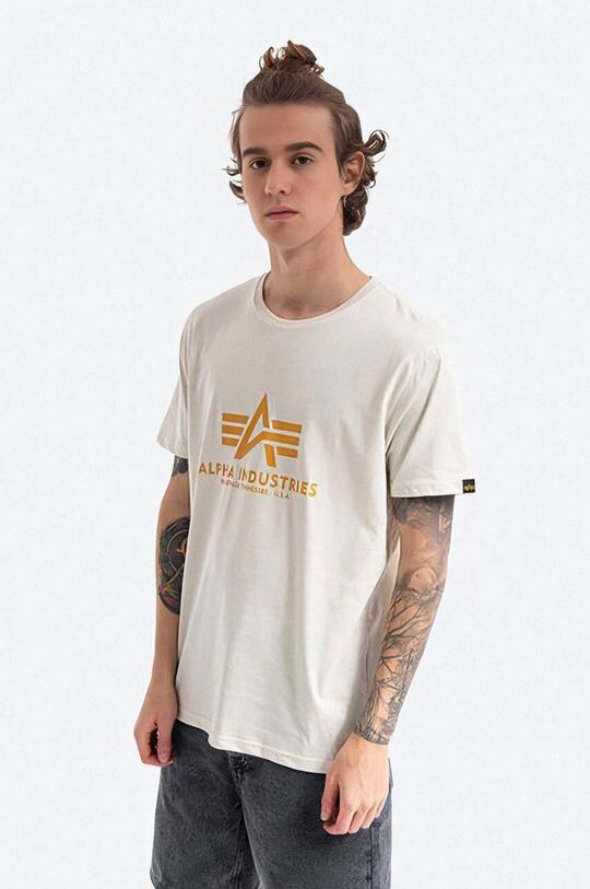 

Хлопковая футболка Alpha Industries, бежевый