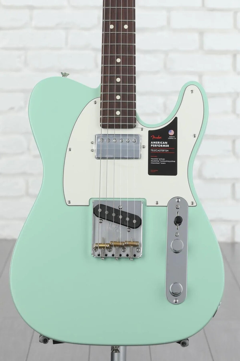 

Fender American Performer Telecaster Hum — Satin Surf Green с накладкой из палисандра