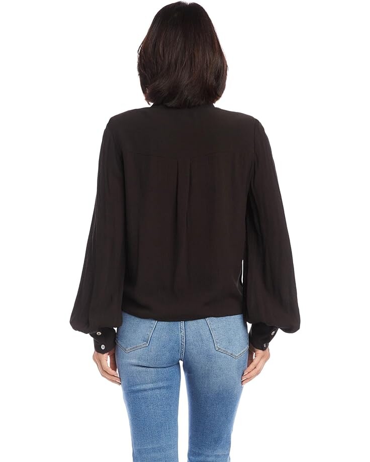 

Топ Karen Kane Embroidered Tie-Front Top, черный