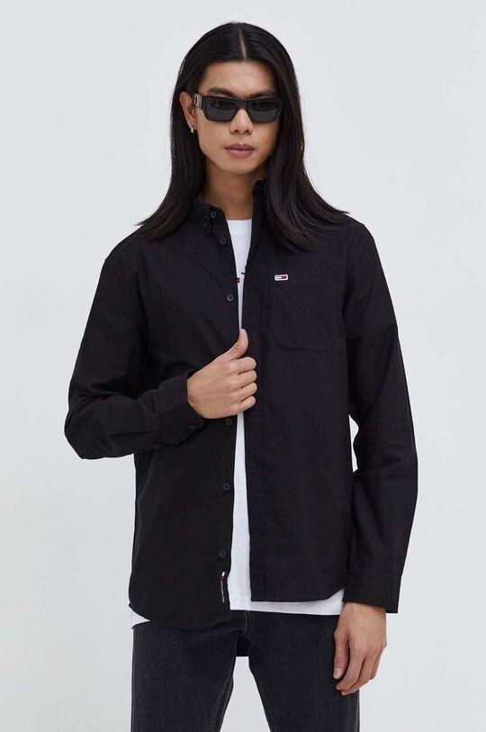 

Хлопчатобумажную рубашку Tommy Jeans, черный