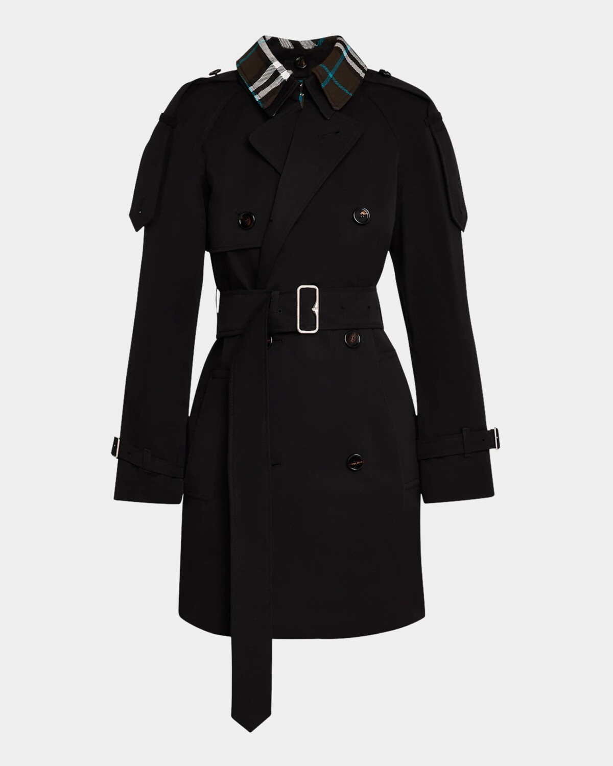 

Двубортный тренч с клетчатым воротником Burberry, черный