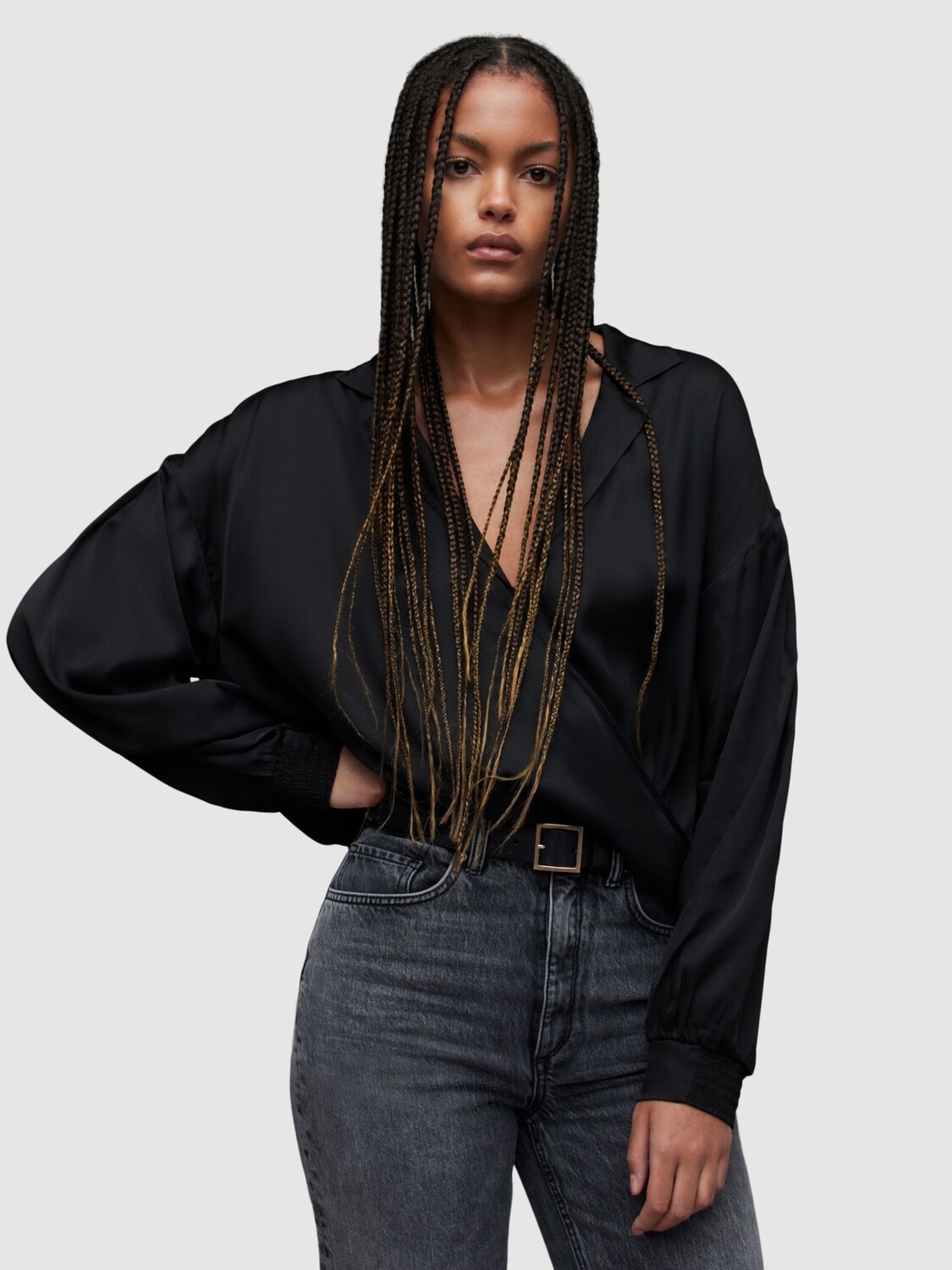 

Рубашка Penny с драпировкой AllSaints, черный