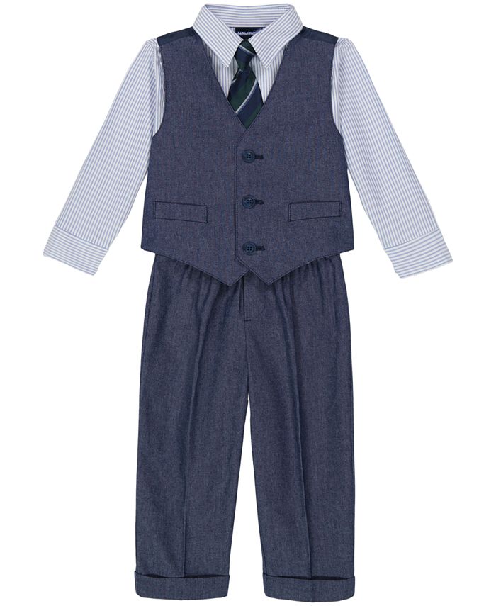 цена Комплект из переливающегося твилового жилета, рубашки, галстука и брюк для маленьких мальчиков Nautica, мультиколор