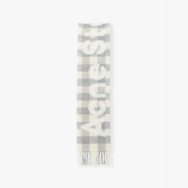 

Шарф из шерстяной смеси с фирменной аппликацией Acne Studios, серый