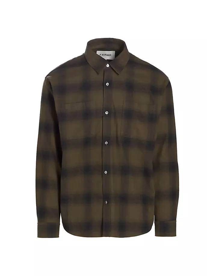 

Клетчатая фланелевая рубашка Frame, цвет khaki green plaid