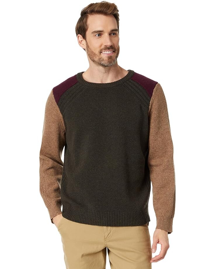 

Свитер L.L.Bean Rangeley Merino Crew Neck Color-Block, цвет Loden/Taupe Heather