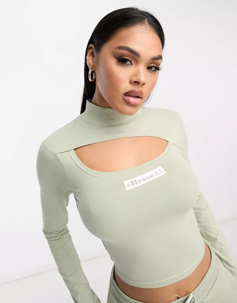 

Зеленый топ с длинными рукавами и вырезом ellesse Gullia